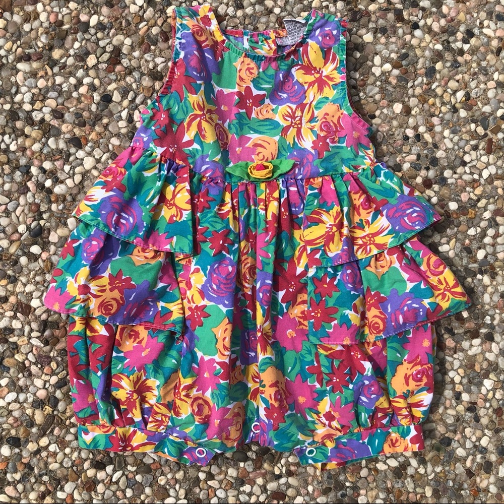 Vintage Tiny Town 18M Multicolor Floral Romper - Picture 6 of 7